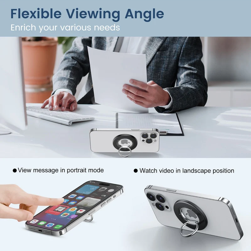 SODI BM350 Double-Sided Magnetic Phone Ring Holder Grip for iPhone (Black)