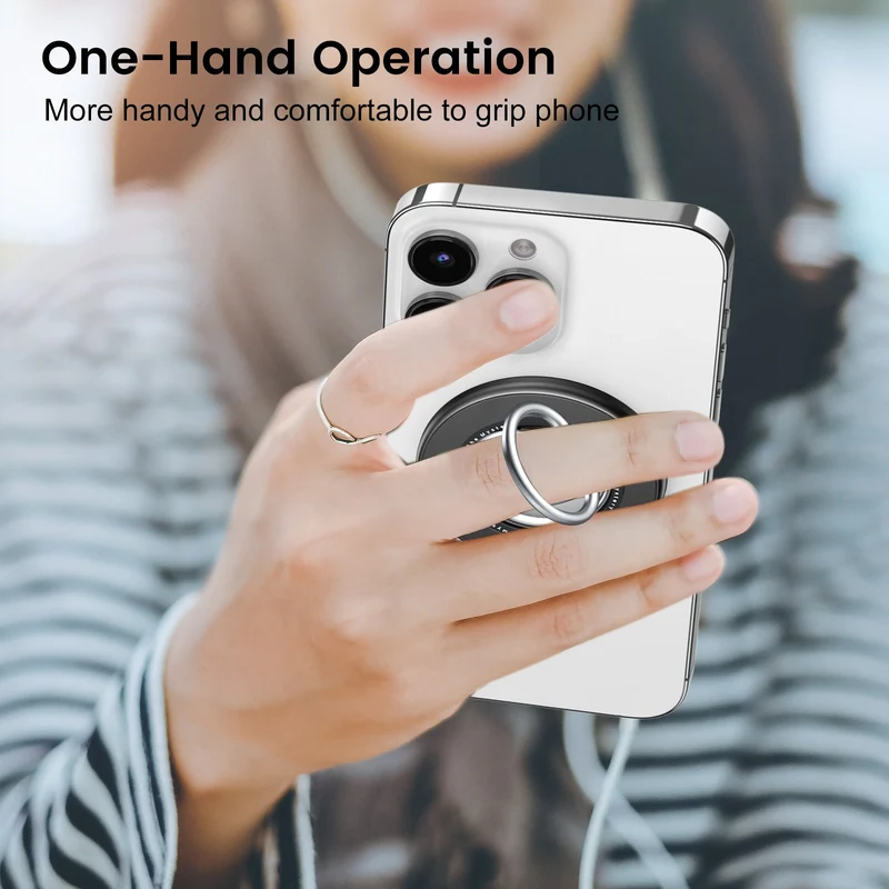 SODI BM350 Double-Sided Magnetic Phone Ring Holder Grip for iPhone (Black)