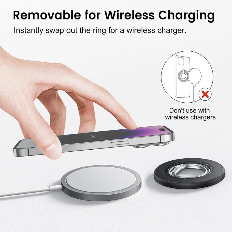SODI BM350 Double-Sided Magnetic Phone Ring Holder Grip for iPhone (Black)