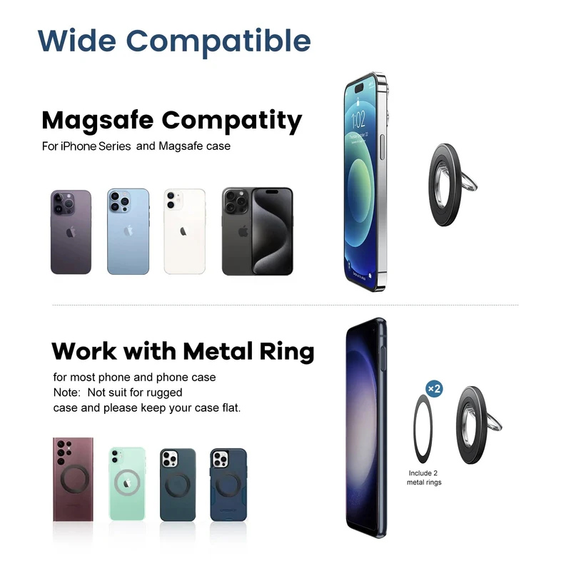 SODI BM350 Double-Sided Magnetic Phone Ring Holder Grip for iPhone (Black)