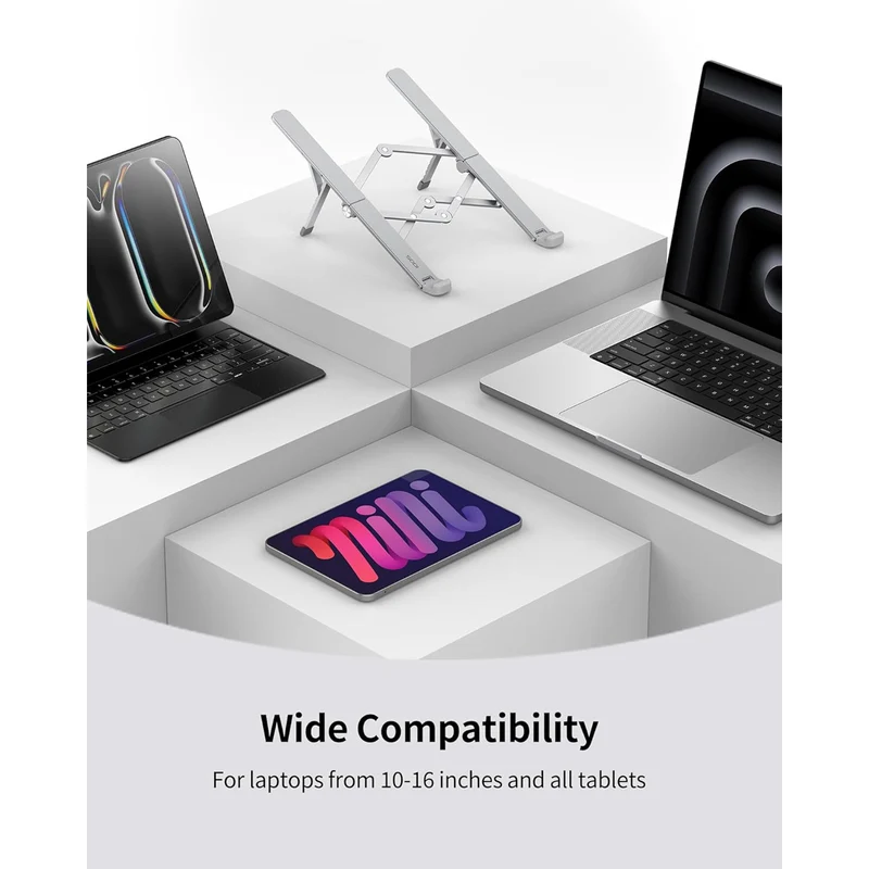 SODI ST03 Bi-Fold Portable Adjustable Stand for Laptop, Tablet, & Phone (Grey, Black)