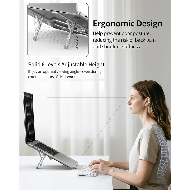 SODI ST03 Bi-Fold Portable Adjustable Stand for Laptop, Tablet, & Phone (Grey, Black)