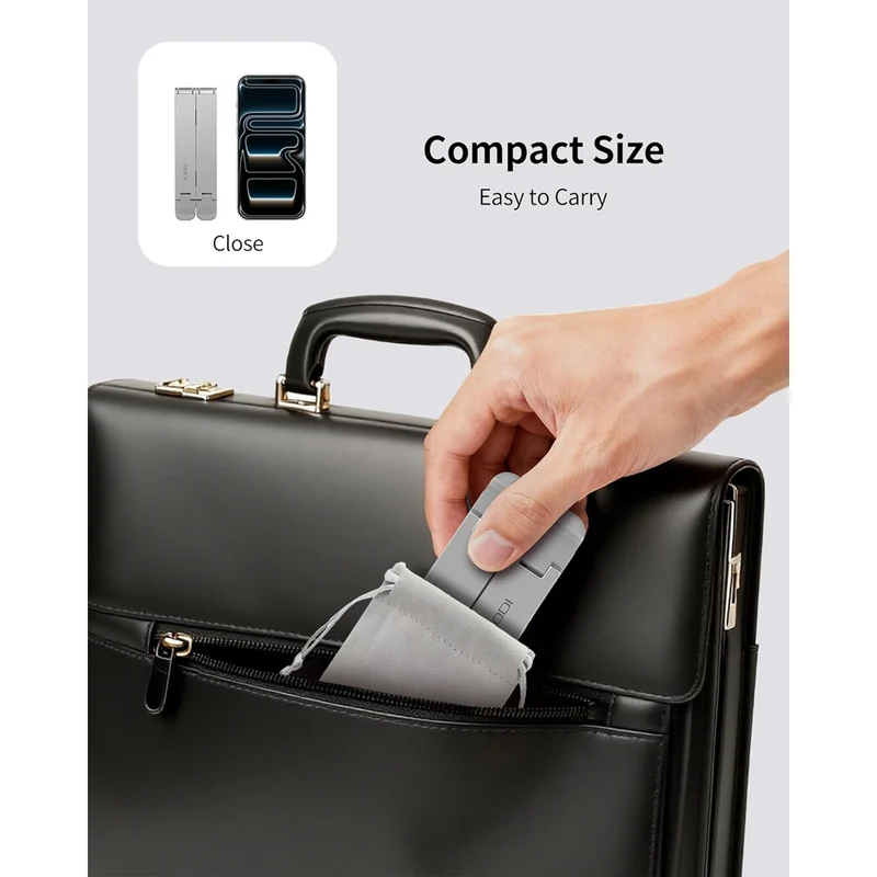 SODI ST03 Bi-Fold Portable Adjustable Stand for Laptop, Tablet, & Phone (Grey, Black)