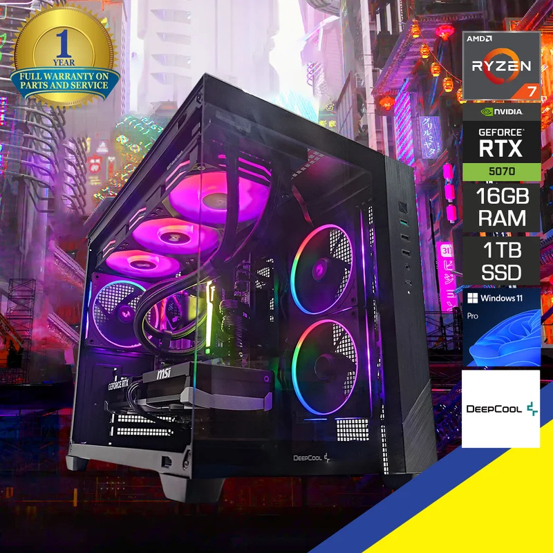 Sophos CG330 Black Desktop Gaming PC | AMD Ryzen 7 9700X | 16GB RAM | 1TB SSD | RTX 5070 | Windows 11 Pro