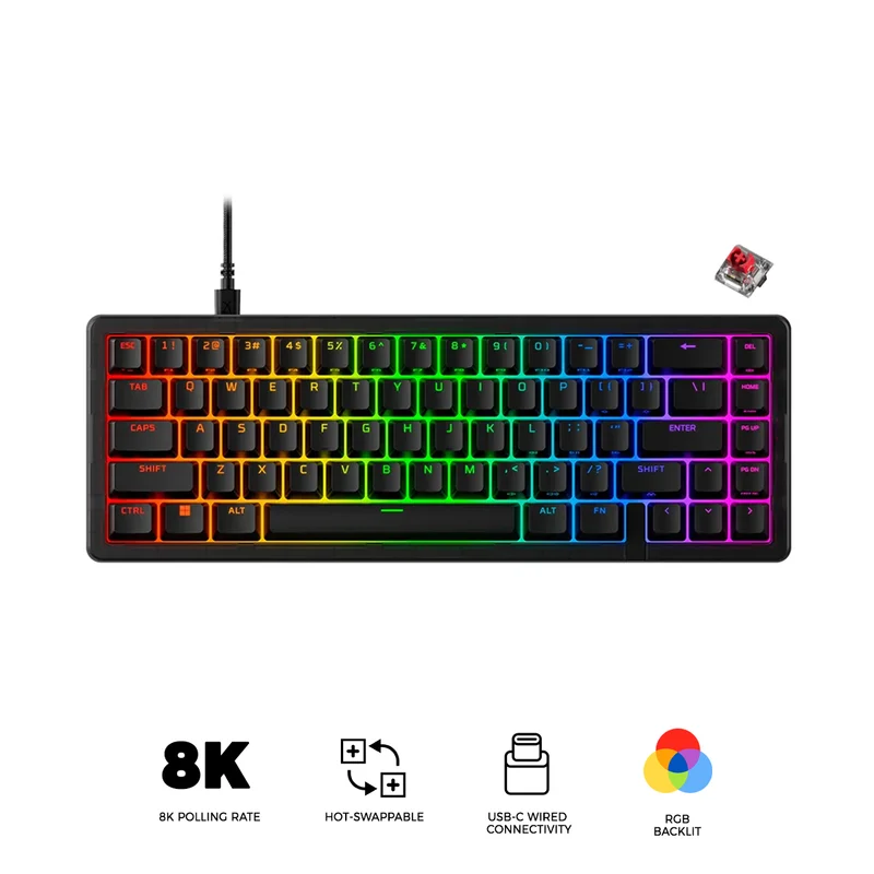 HyperX Origins 2 65 RGB Hot-Swappable Wired Mechanical Gaming Keyboard (Black) (Red Linear Switch) (B4QS3AA)