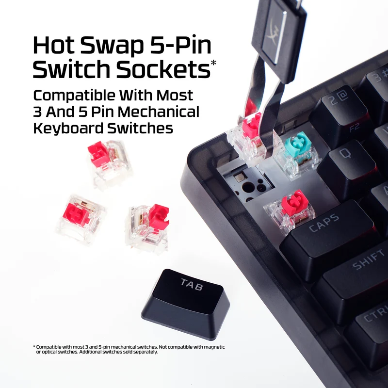 HyperX Origins 2 65 RGB Hot-Swappable Wired Mechanical Gaming Keyboard (Black) (Red Linear Switch) (B4QS3AA)