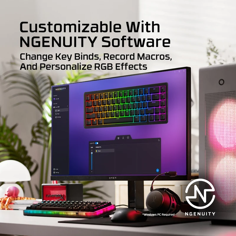 HyperX Origins 2 65 RGB Hot-Swappable Wired Mechanical Gaming Keyboard (Black) (Red Linear Switch) (B4QS3AA)