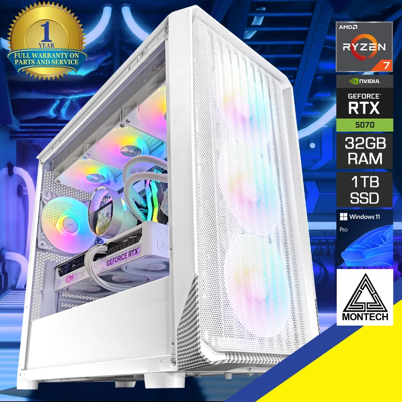 Optima X5M White Desktop Gaming PC | AMD Ryzen 7 7800X3D | 32GB RAM | 1TB SSD | RTX 5070 | Windows 11 Pro