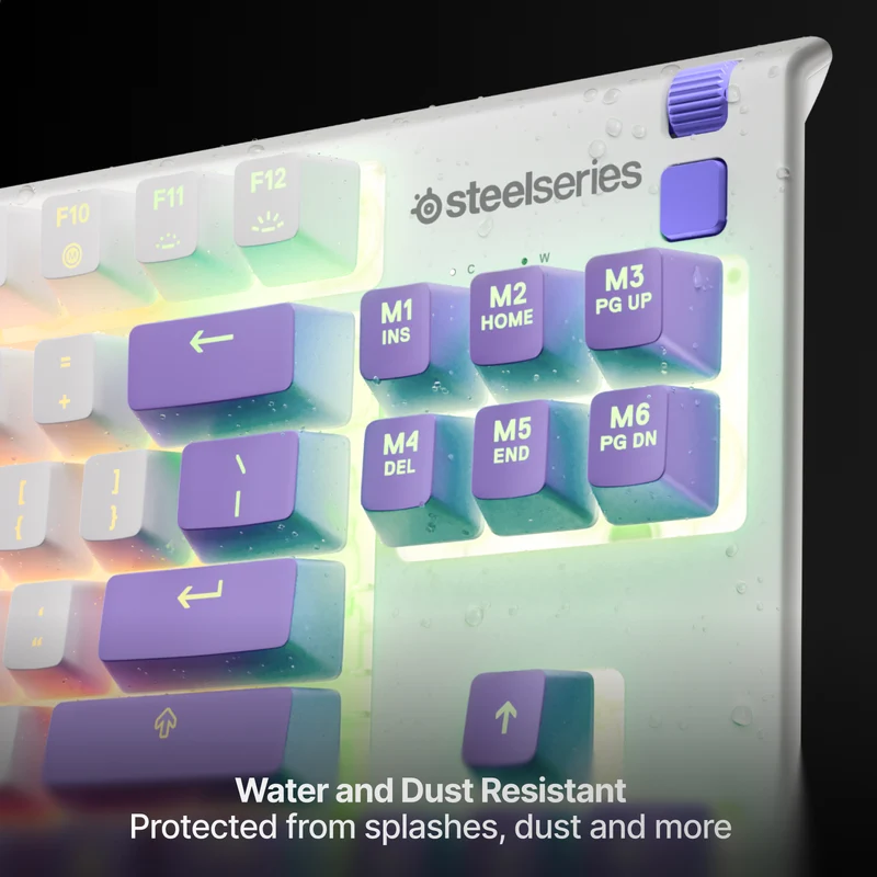 SteelSeries Apex 3 TKL RGB Water & Dust Resistant Whisper Quiet Switches Gaming Keyboard (Amethyst) (PN64951)