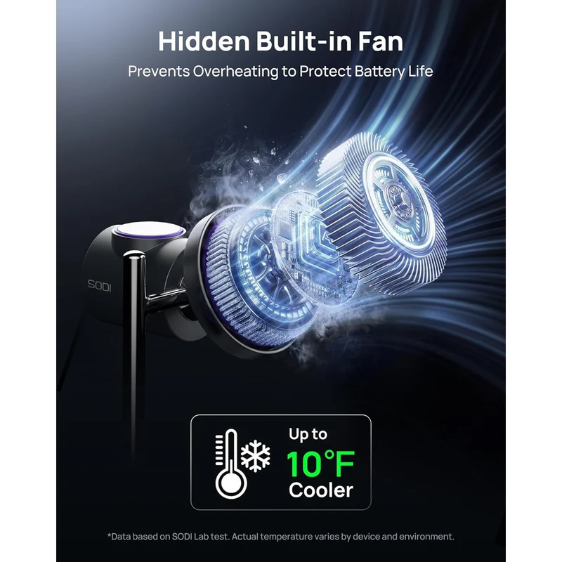 SODI T13W Qi2 25W 3-in-1 Wireless Charger with Silent Cooling Fan for iPhone, Watch & Earbuds (Grey)