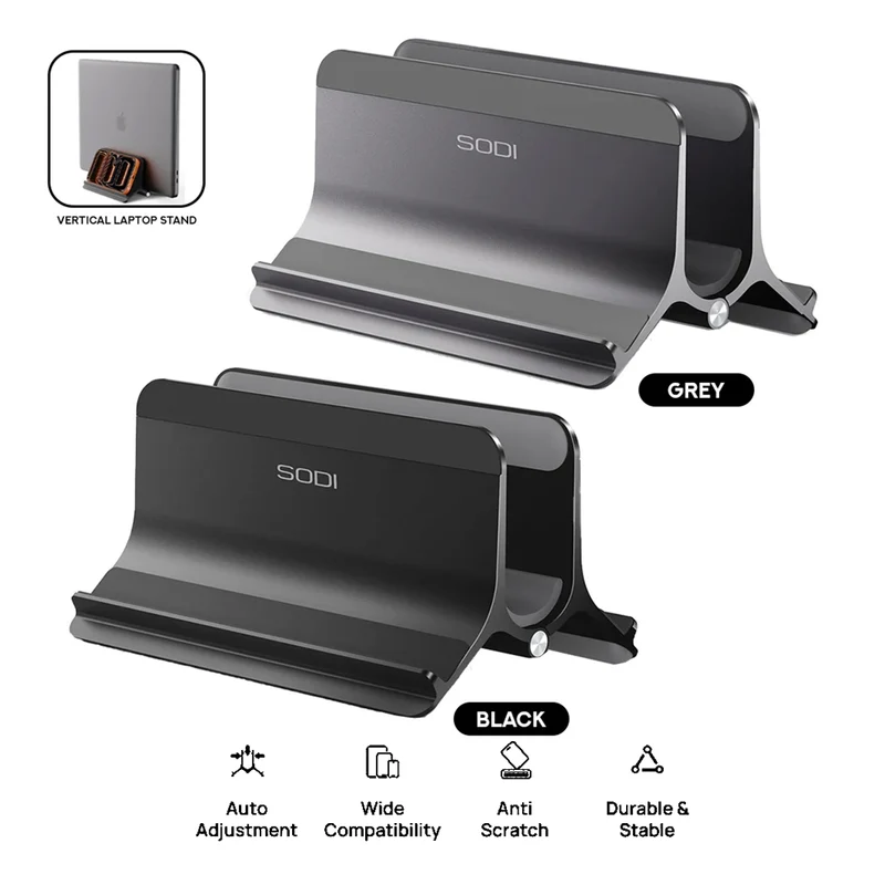 SODI ST02 Aluminum Gravity Holder for MacBook (Grey, Black)