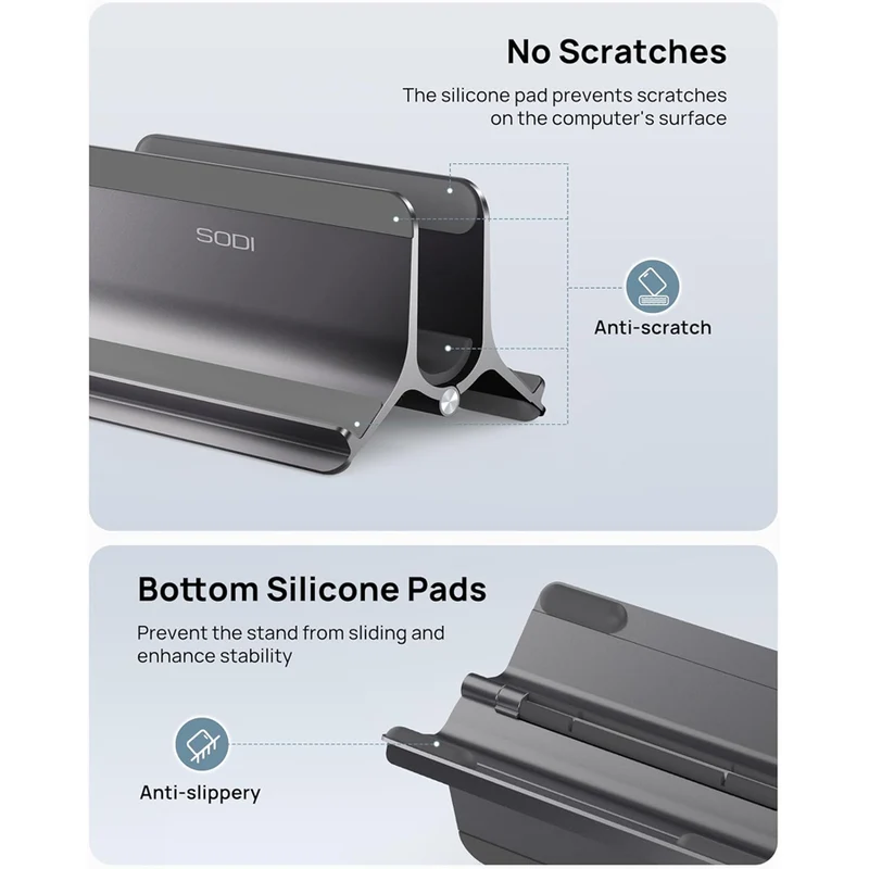 SODI ST02 Aluminum Gravity Holder for MacBook (Grey, Black)