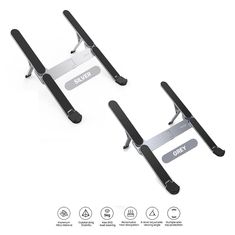 SODI 314 Ultra Compact Foldable Portable Laptop Stand (Grey, Silver)