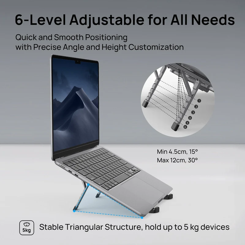 SODI 314 Ultra Compact Foldable Portable Laptop Stand (Grey, Silver)