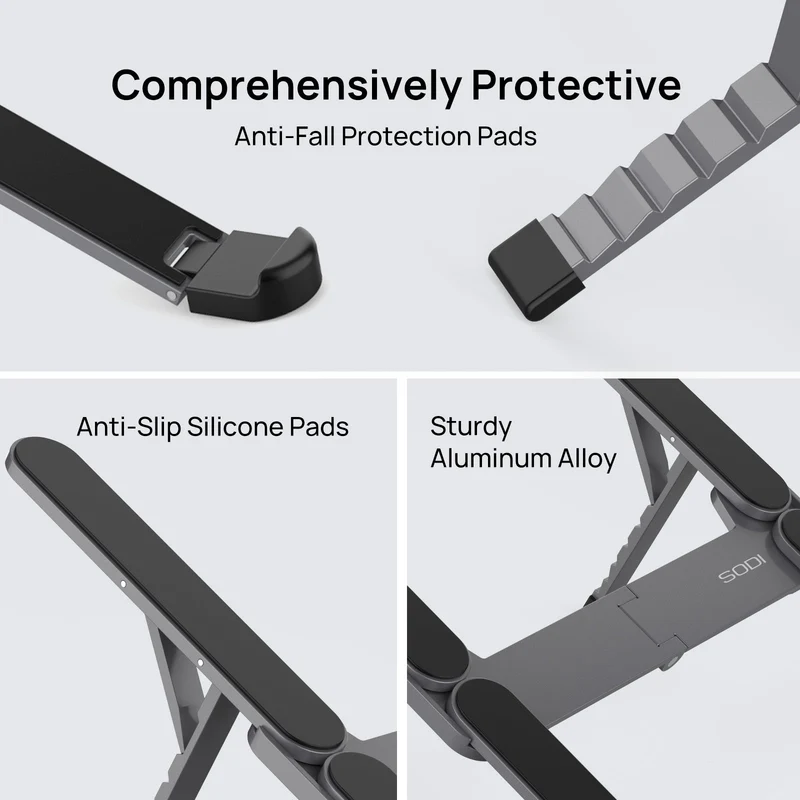 SODI 314 Ultra Compact Foldable Portable Laptop Stand (Grey, Silver)