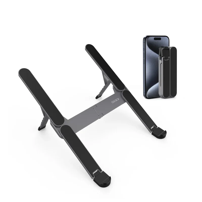 SODI 314 Ultra Compact Foldable Portable Laptop Stand (Grey, Silver)