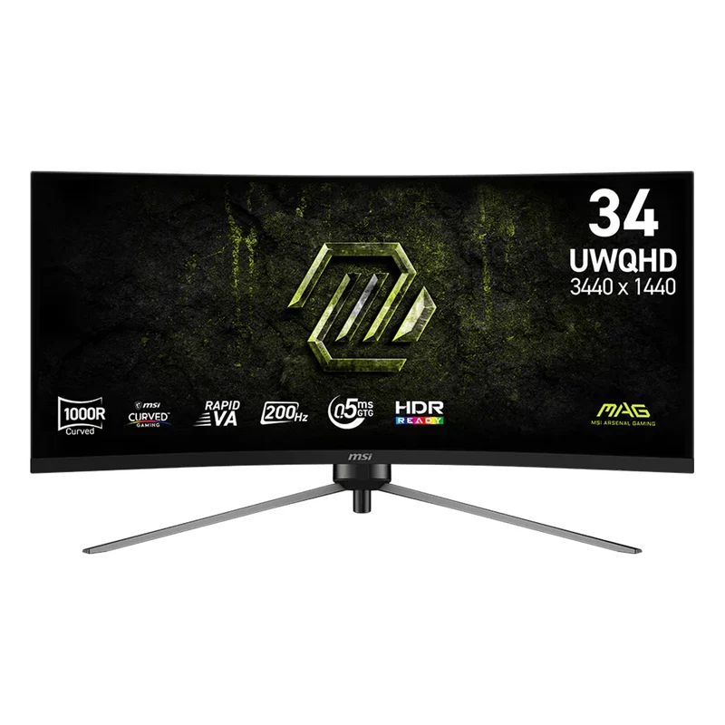 MSI MAG 345CQRF E20 34" UWQHD (3440x1440) 200Hz 0.5ms GTG Rapid VA Curved Gaming Monitor with Tilt/ Height/ Swivel/ Pivot Adjustment
