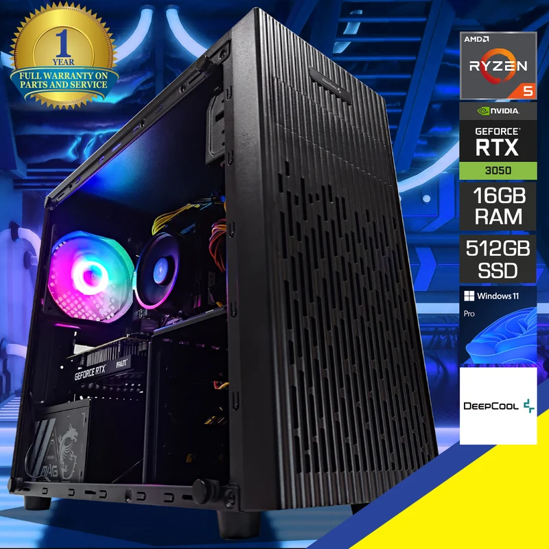 Alpha Matrexx 30 Black Desktop Gaming PC | AMD Ryzen 5 5500 | 16GB RAM | 512GB SSD | RTX 3050 | Windows 11 Pro