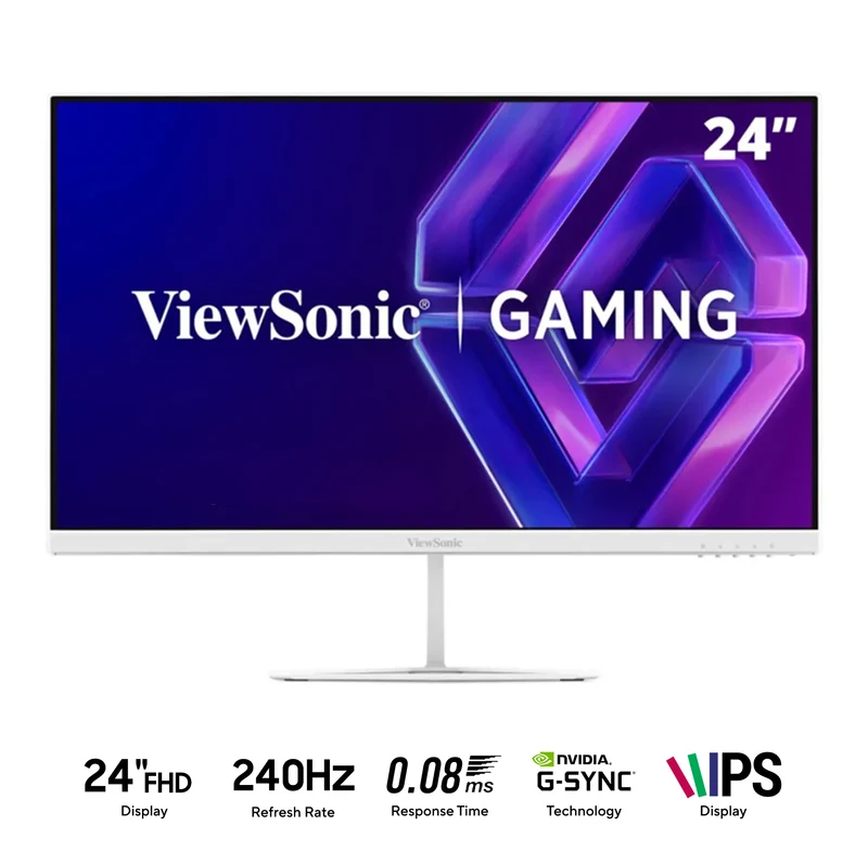 ViewSonic VX24G30-W 24" FHD (1920x1080) 240Hz 0.08ms MPRT IPS Gaming Monitor with Tilt Adjustment (White)
