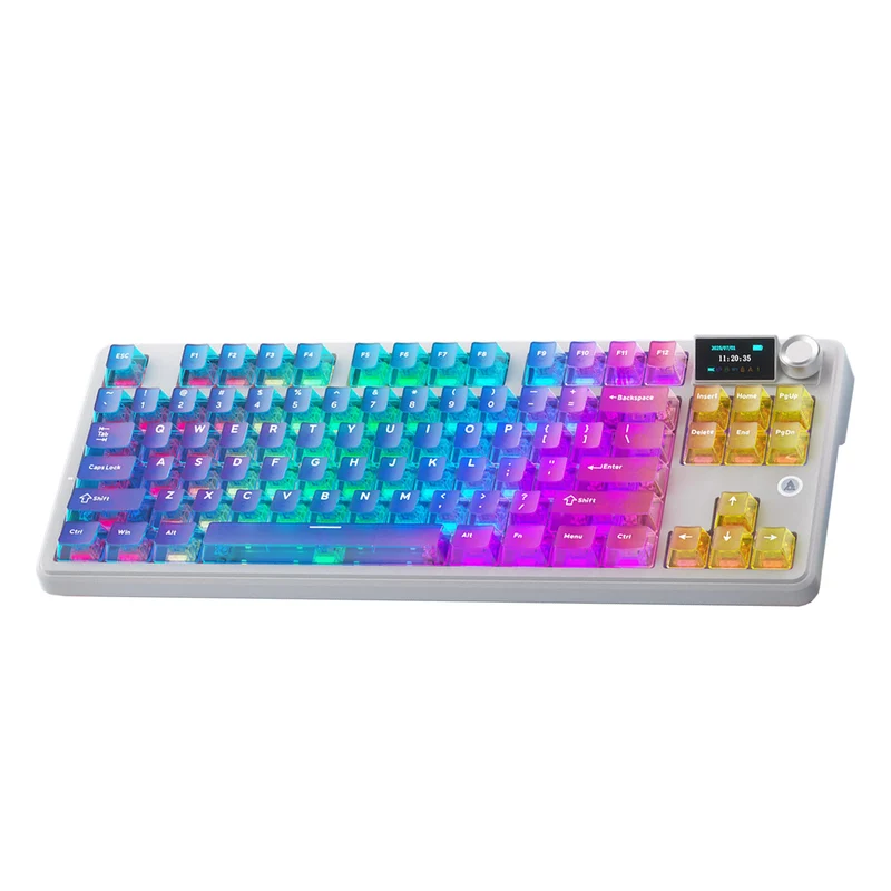 Ajazz MK87 Pro RGB Tri-Mode Mechanical Keyboard (Transparent Gradient Blue-Purple Pink-Orange) (Lichee Switch)