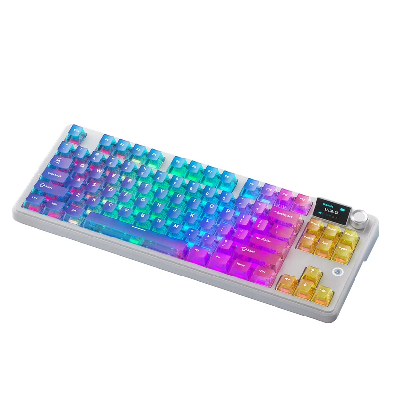 Ajazz MK87 Pro RGB Tri-Mode Mechanical Keyboard (Transparent Gradient Blue-Purple Pink-Orange) (Lichee Switch)