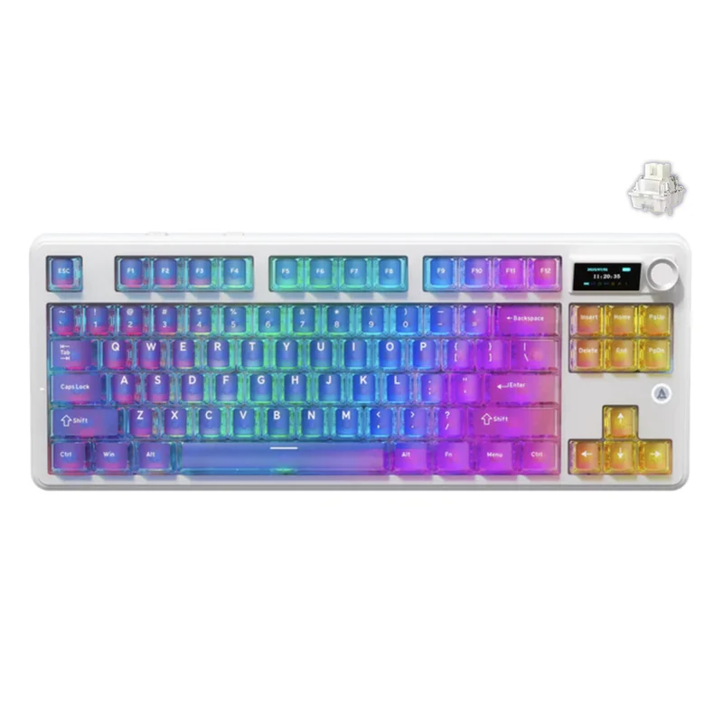 Ajazz MK87 Pro RGB Tri-Mode Mechanical Keyboard (Transparent Gradient Blue-Purple Pink-Orange) (Lichee Switch)