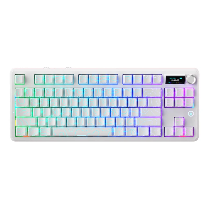 Ajazz MK87 Pro RGB Tri-Mode Mechanical Keyboard (Original Contour White) (White Peach Switch)