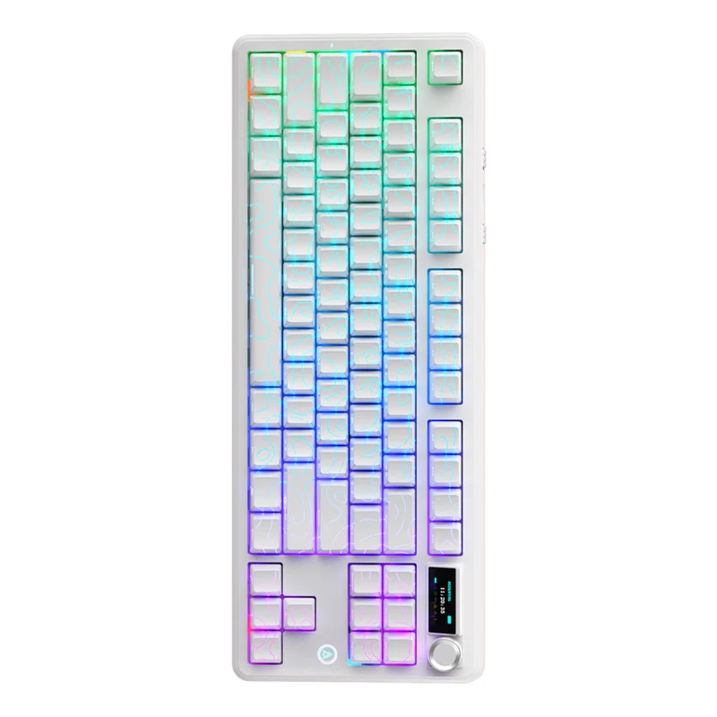 Ajazz MK87 Pro RGB Tri-Mode Mechanical Keyboard (Original Contour White) (White Peach Switch)