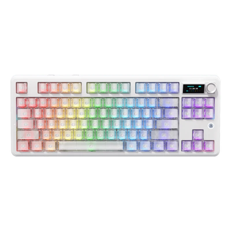 Ajazz MK87 Pro RGB Tri-Mode Mechanical Keyboard (Original Side Engraved White Frosted Transparent) (Lichee Switch)