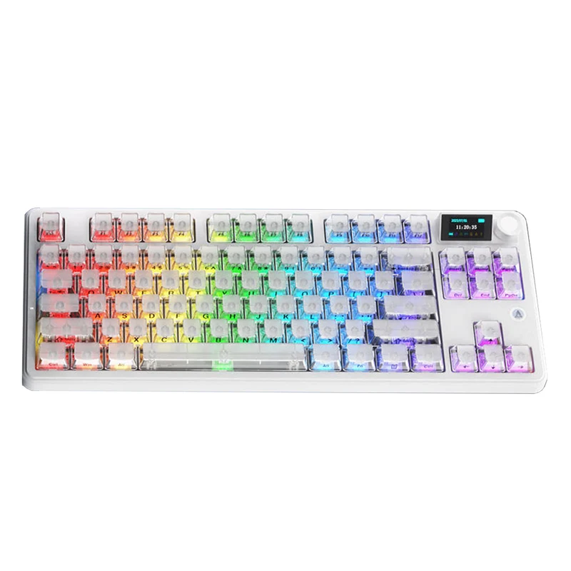 Ajazz MK87 Pro RGB Tri-Mode Mechanical Keyboard (Original Side Engraved White Frosted Transparent) (Lichee Switch)