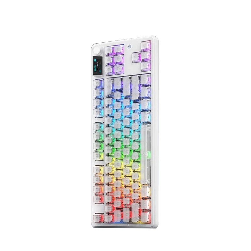 Ajazz MK87 Pro RGB Tri-Mode Mechanical Keyboard (Original Side Engraved White Frosted Transparent) (Lichee Switch)