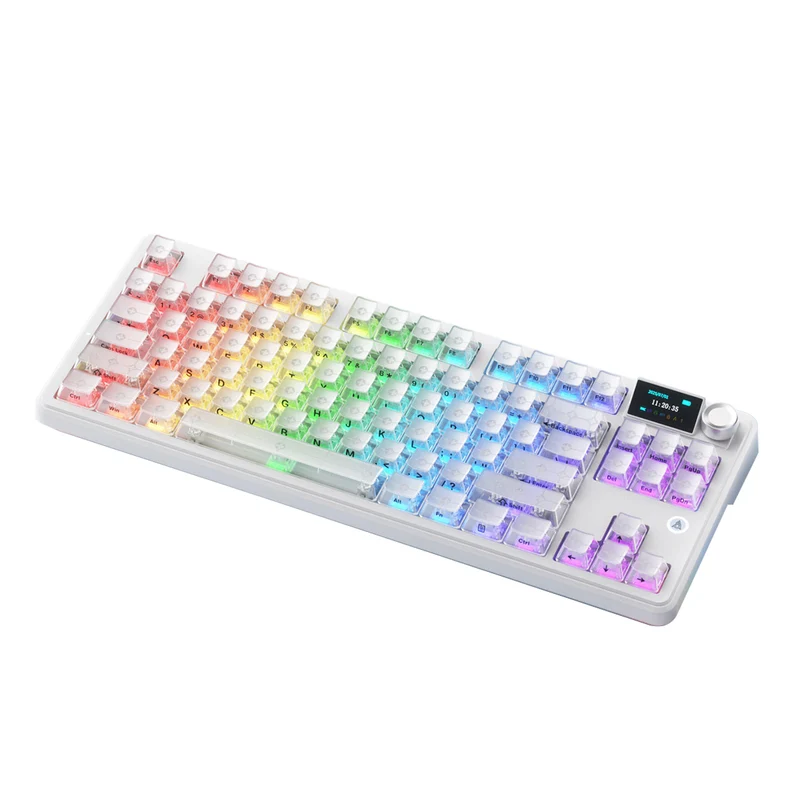Ajazz MK87 Pro RGB Tri-Mode Mechanical Keyboard (Original Side Engraved White Frosted Transparent) (Lichee Switch)