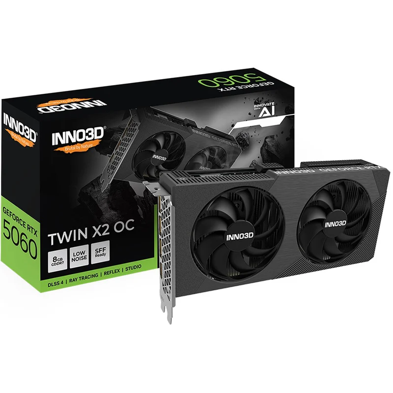 INNO3D GeForce RTX 5060 Twin X2 OC 8GB GDDR7 Graphics Card (N50602-08D7X-195071N)