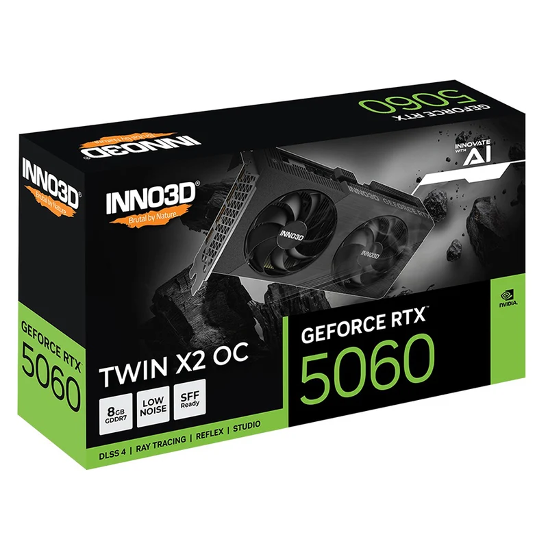 INNO3D GeForce RTX 5060 Twin X2 OC 8GB GDDR7 Graphics Card (N50602-08D7X-195071N)
