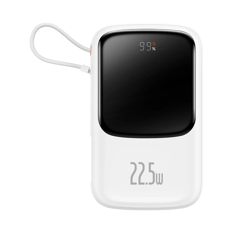 Baseus Qpow Pro Digital Display Fast Charge Power Bank Type-C Edition 10000mAh 22.5W (White Overseas Editon) (PPQD060102)