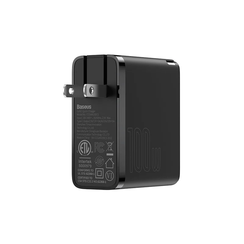 Baseus GaN2 Fast Charger 1C 100W US Set (Black) (TZCCGAN-Z01)