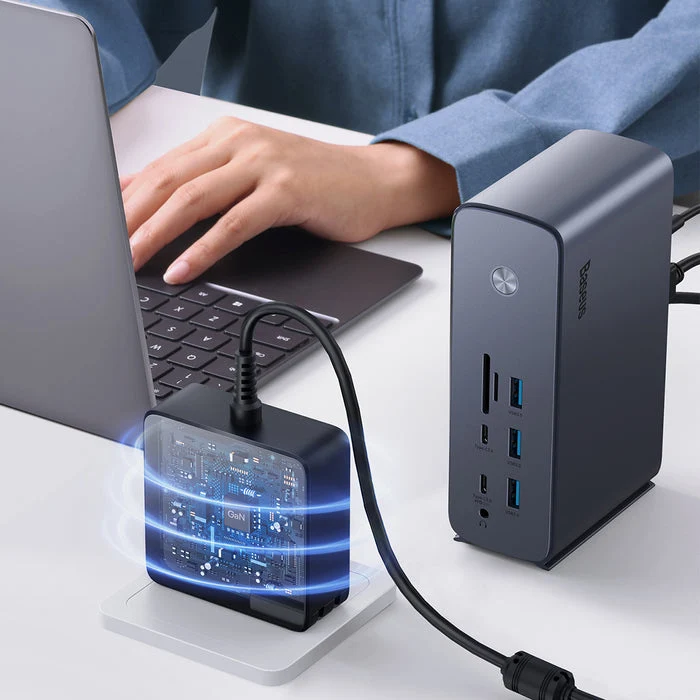 Baseus UnionJoy Pro 17-Port Quadruple-Display Multifunctional Hub Docking Station (Grey) (WKSP090013)
