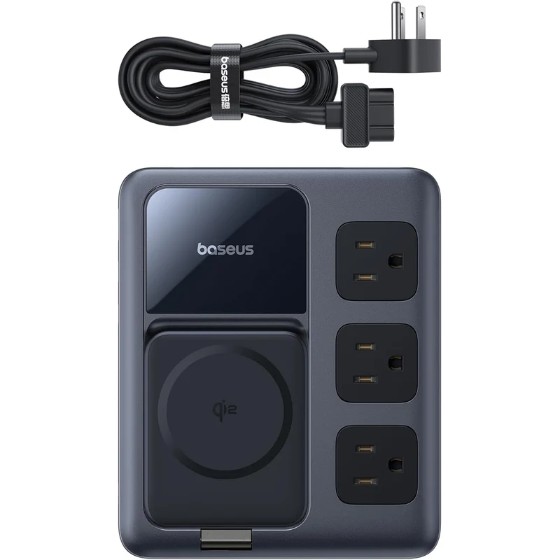 Baseus Nomos 8-in-1 Slim Charging Station Qi2 3AC+1U+3C+ Magnetic Wireless 67W 1.5m (Cosmic Black) (E00078800123-00)