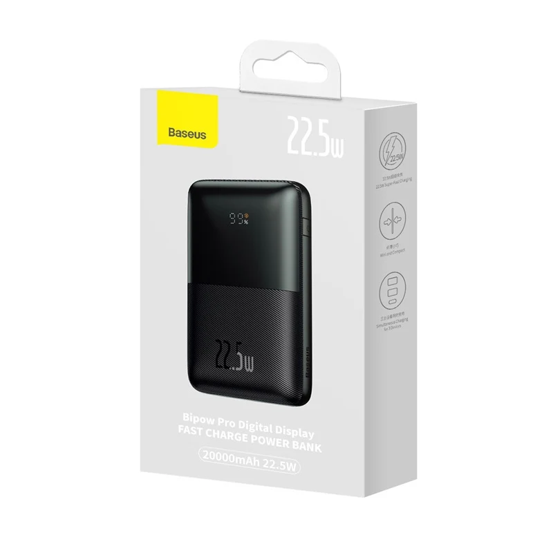 Baseus Bipow Pro Digital Display Fast Charge Power Bank 20000mAh 22.5W (Black) (PPBD040301)