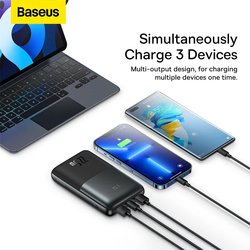 Baseus Bipow Pro Digital Display Fast Charge Power Bank 20000mAh 22.5W (Black) (PPBD040301)
