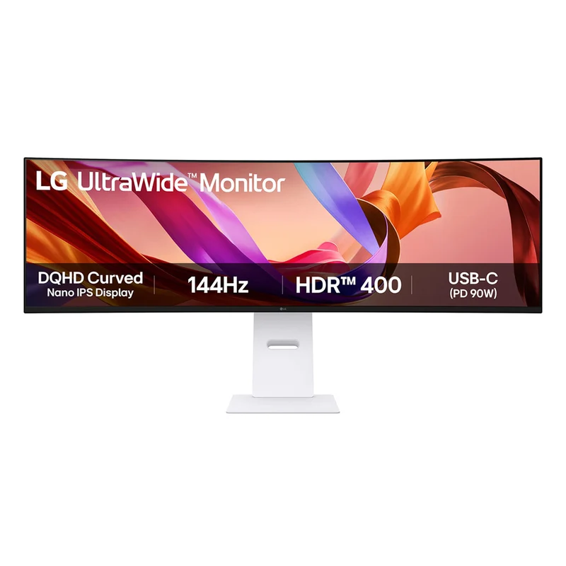 LG Ultrawide 49U950A-W 49" DUAL QHD (5120x1440) 144Hz 5ms (GtG at Faster) IPS Curved Nano Display Monitor With Tilt, Height, Swivel & Pivot Adjustment