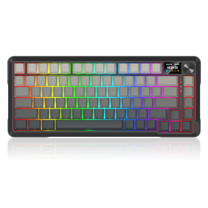 Redragon Behemoth K724SP-RGB-PRO Tri-Mode Gasket Mounted Mechanical Keyboard with LCD Screen (Gradient Grey) (Yolk RPC Linear Switch)