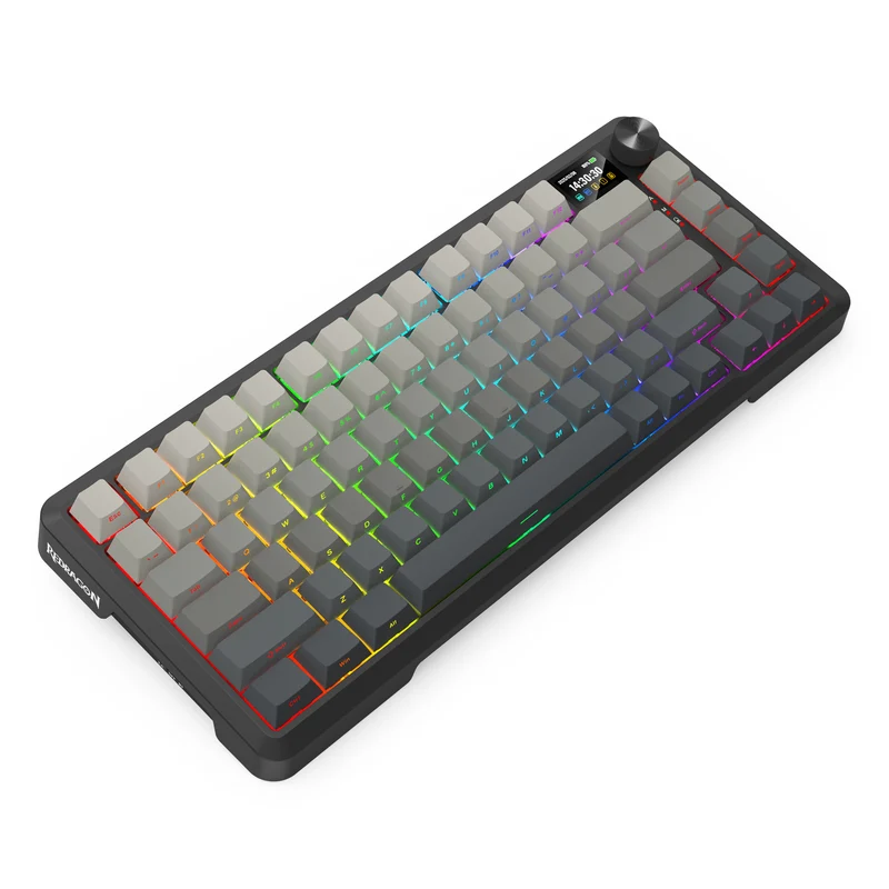 Redragon Behemoth K724SP-RGB-PRO Tri-Mode Gasket Mounted Mechanical Keyboard with LCD Screen (Gradient Grey) (Yolk RPC Linear Switch)
