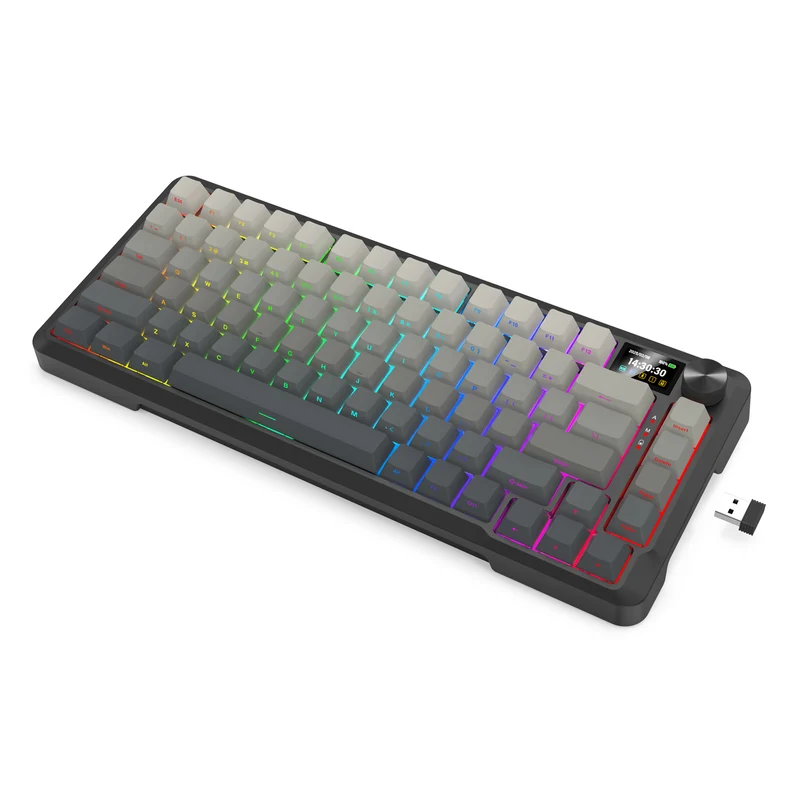 Redragon Behemoth K724SP-RGB-PRO Tri-Mode Gasket Mounted Mechanical Keyboard with LCD Screen (Gradient Grey) (Yolk RPC Linear Switch)