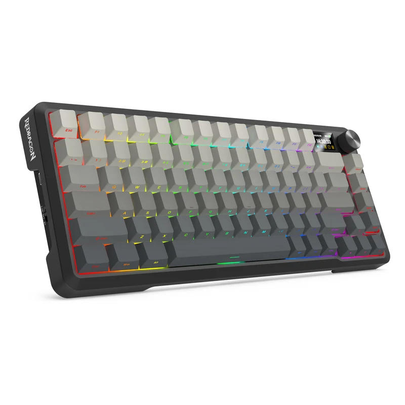 Redragon Behemoth K724SP-RGB-PRO Tri-Mode Gasket Mounted Mechanical Keyboard with LCD Screen (Gradient Grey) (Yolk RPC Linear Switch)
