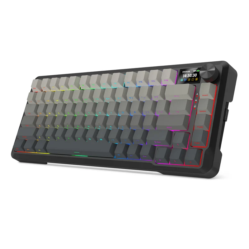 Redragon Behemoth K724SP-RGB-PRO Tri-Mode Gasket Mounted Mechanical Keyboard with LCD Screen (Gradient Grey) (Yolk RPC Linear Switch)