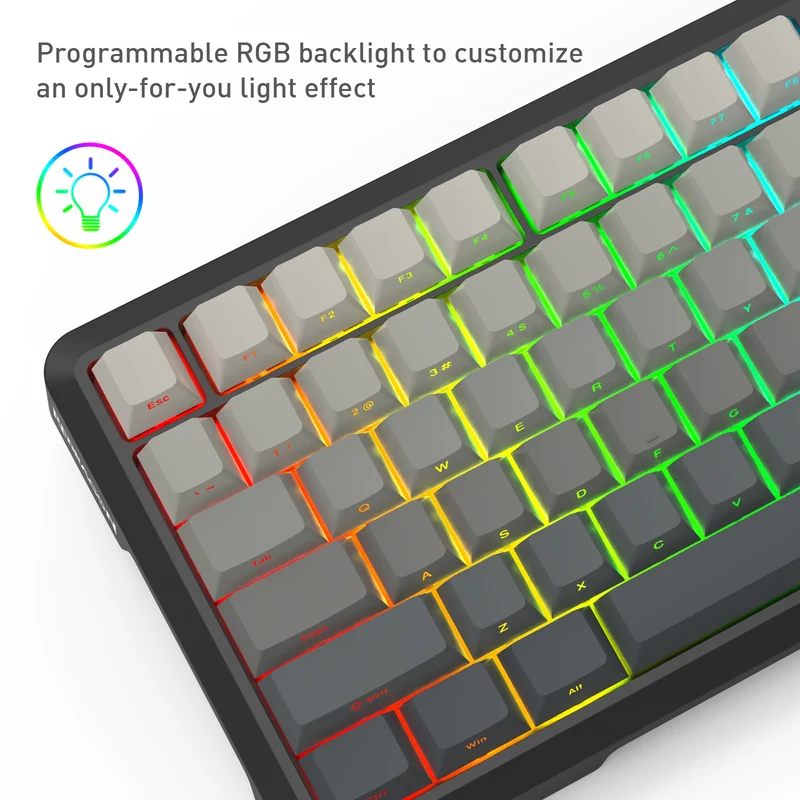 Redragon Behemoth K724SP-RGB-PRO Tri-Mode Gasket Mounted Mechanical Keyboard with LCD Screen (Gradient Grey) (Yolk RPC Linear Switch)