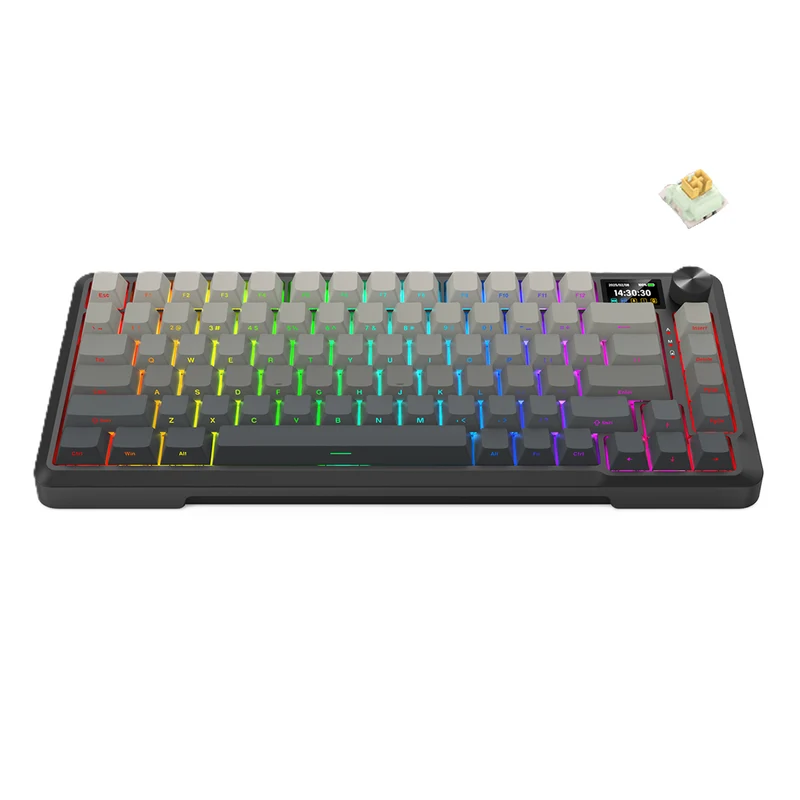 Redragon Behemoth K724SP-RGB-PRO Tri-Mode Gasket Mounted Mechanical Keyboard with LCD Screen (Gradient Grey) (Yolk RPC Linear Switch)