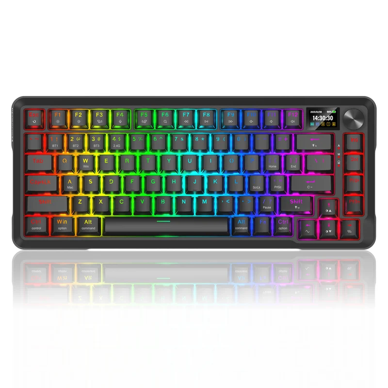 Redragon Behemoth K724RGB-PRO Tri-Mode Gasket Mounted Mechanical Keyboard with LCD Screen (Black) (RPC Linear Switch)