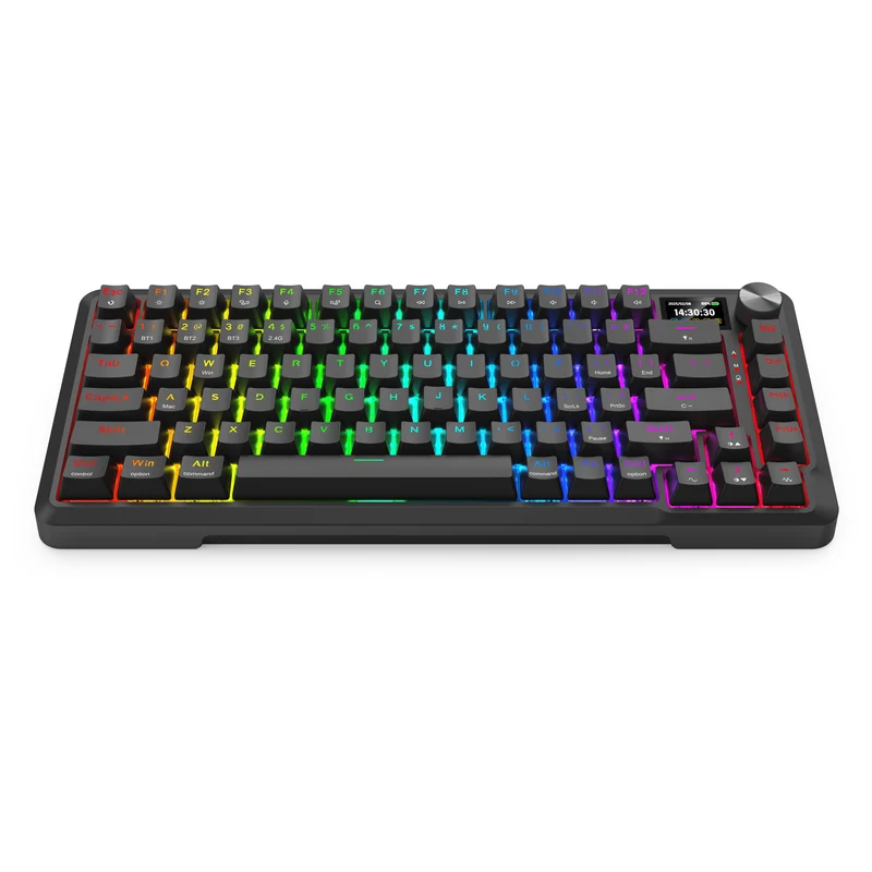 Redragon Behemoth K724RGB-PRO Tri-Mode Gasket Mounted Mechanical Keyboard with LCD Screen (Black) (RPC Linear Switch)